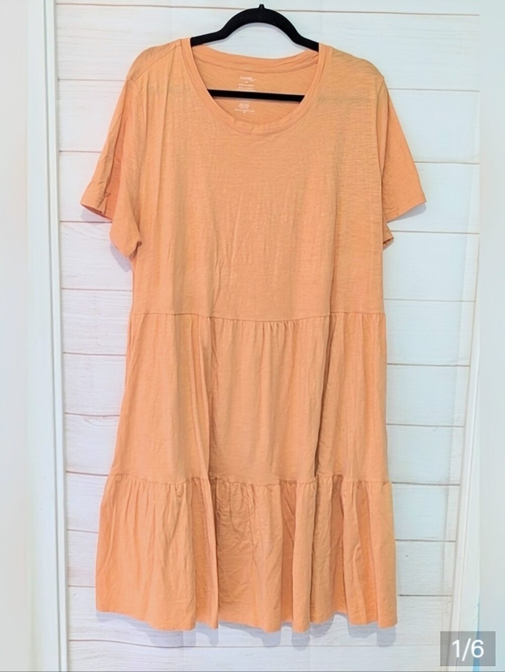 Euc George 🧡 🍊 🧡 Tiered Short-Sleeve summer T-shirt Midi Dress Plus Size 1X